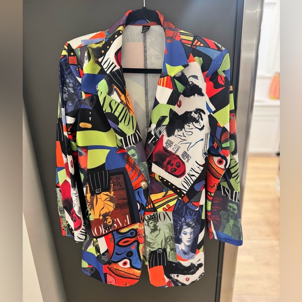SHEIN Multicolor Abstract Women's Blazer - Picture 3 of 8